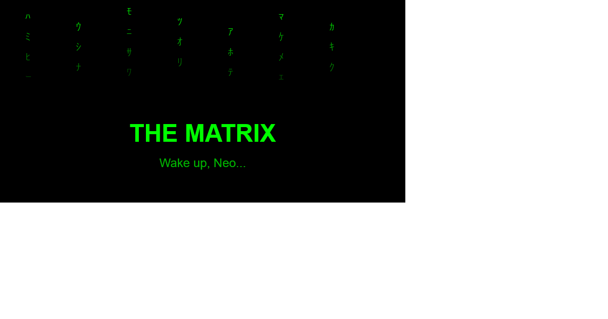 Matrix Digital Rain with green cascading characters